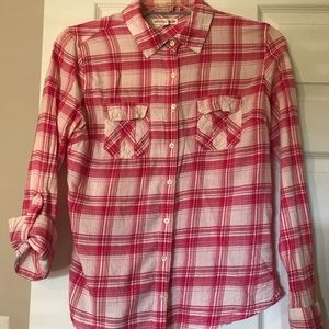 Pink plaid button up